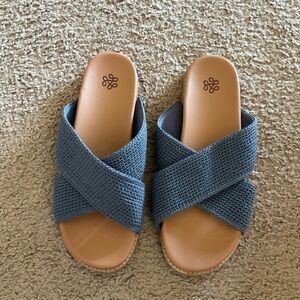 The Sak Blue and Tan Crocheted Sandals